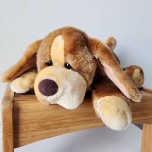 Vintage 2000 Toys R Us Animal Alley Laying Brown Darby Puppy Dog Large Plush 16"